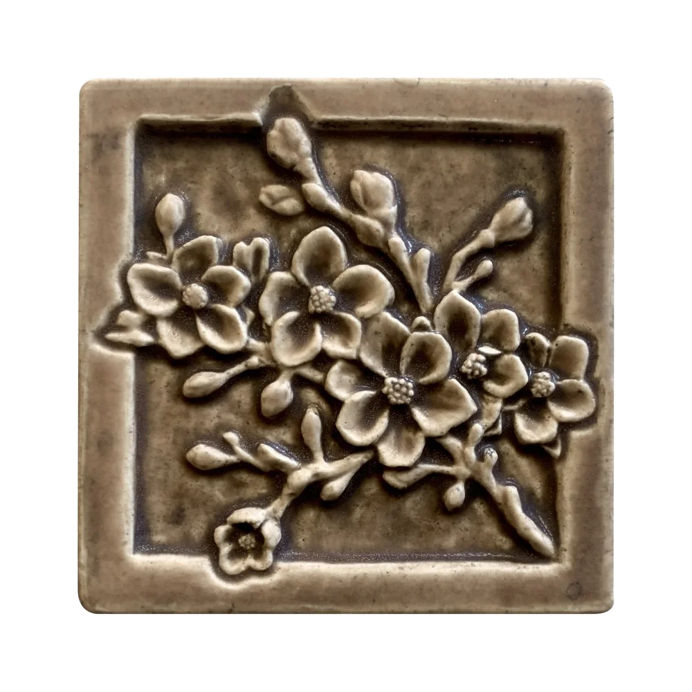 Cherry Blossom Art Tile | Botanical Porcelain for Kitchen & Bath